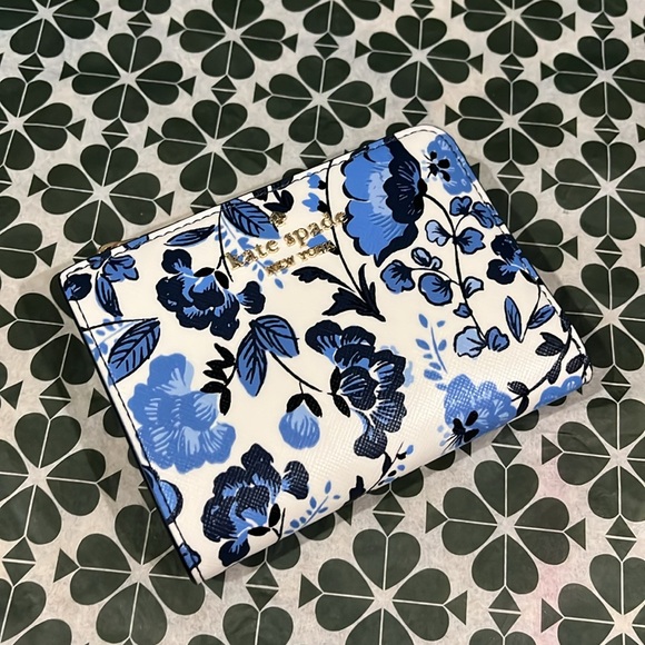 ♠️kate spade Madison Vase Floral Small L Zip Wallet, Blue Multi NWT - Picture 10 of 15